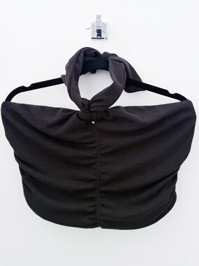 Anthropologie Halter Tie Neck Ruched Crop Top Black Size L